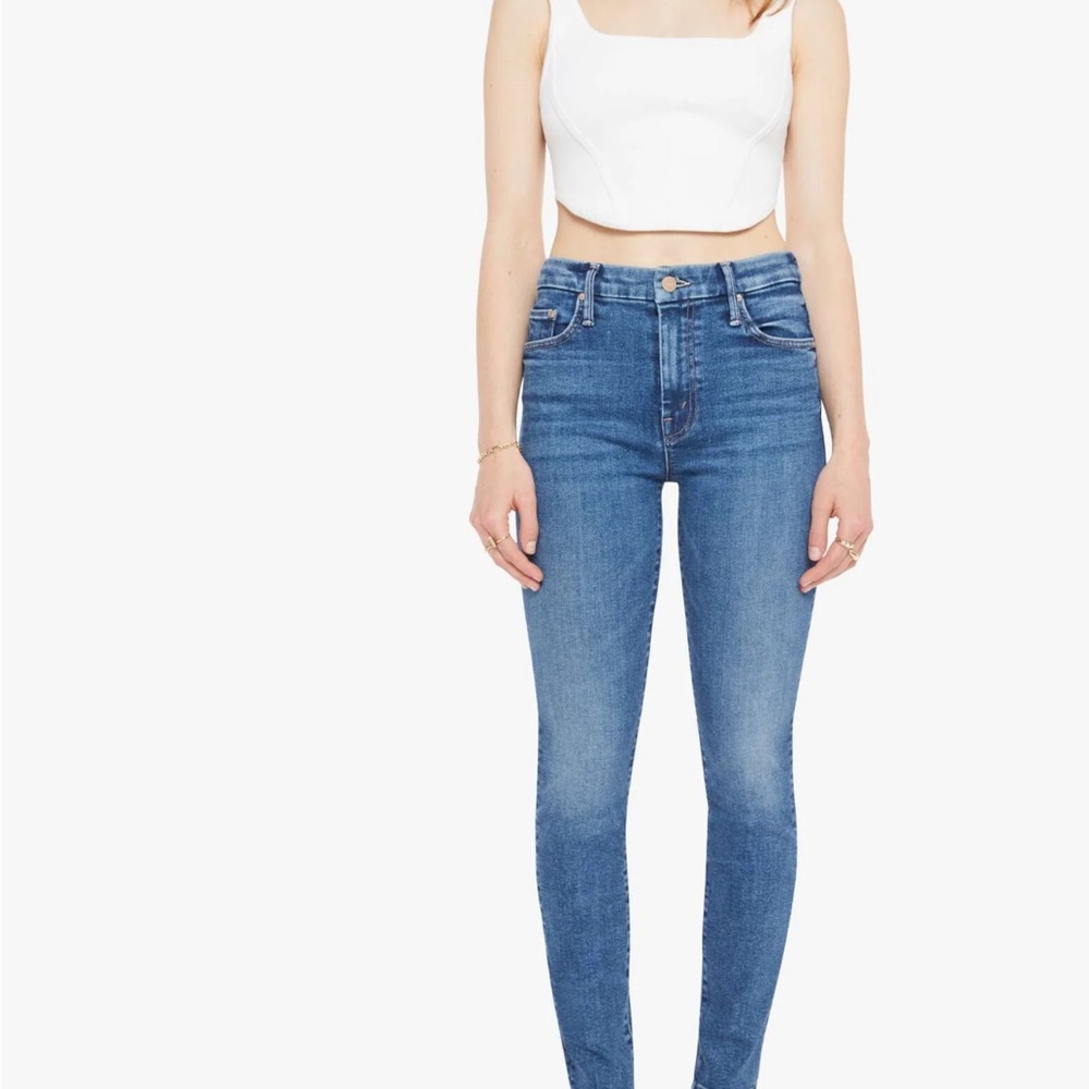 MOTHER High Waisted Looker Ankle Fray Denim Jeans in Hop On Hop Off size 24 - Picture 3 of 13